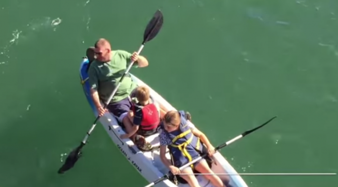 Esta familia estaba dando una agradable paseo en piragua cuando, de repente, pasó algo completamente inesperado