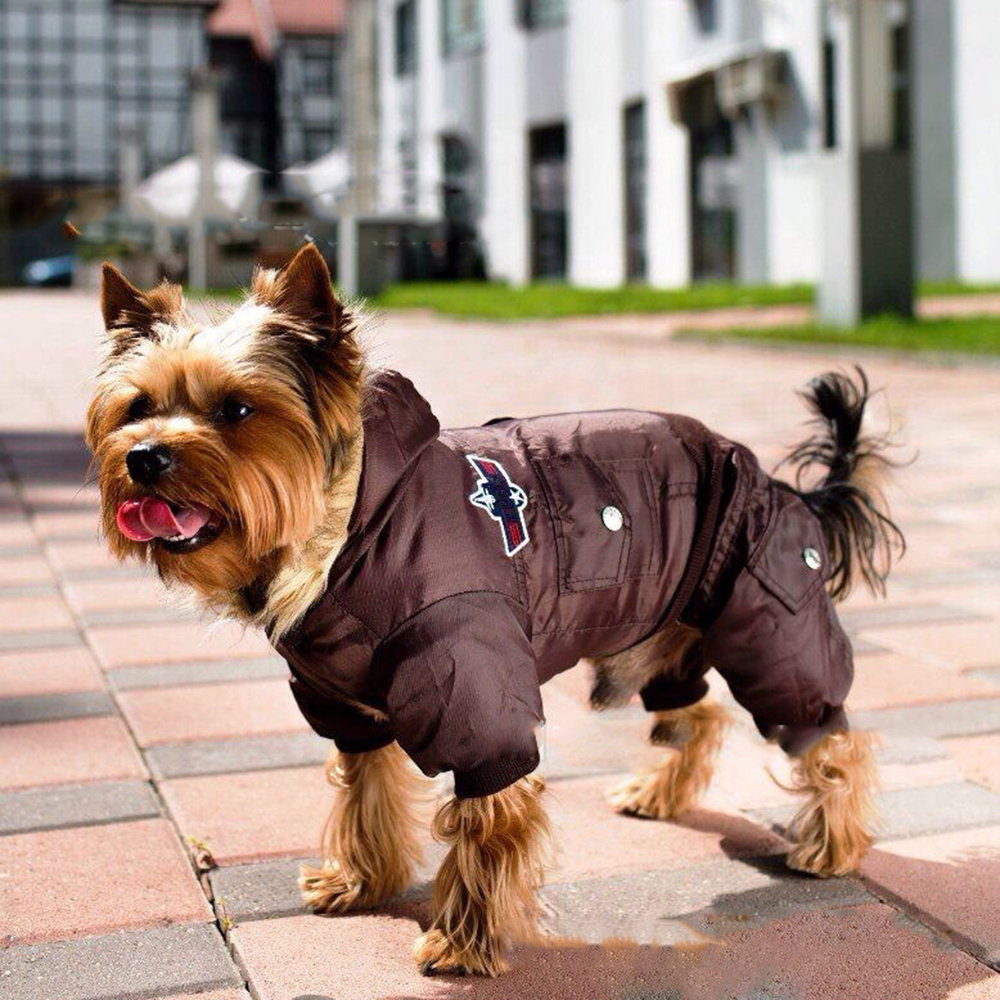 Invierno-caliente-perros-mascotas-Coat-ropa-acolchada-con-capucha-del-mono-de-los-pantalones-trajes-XS